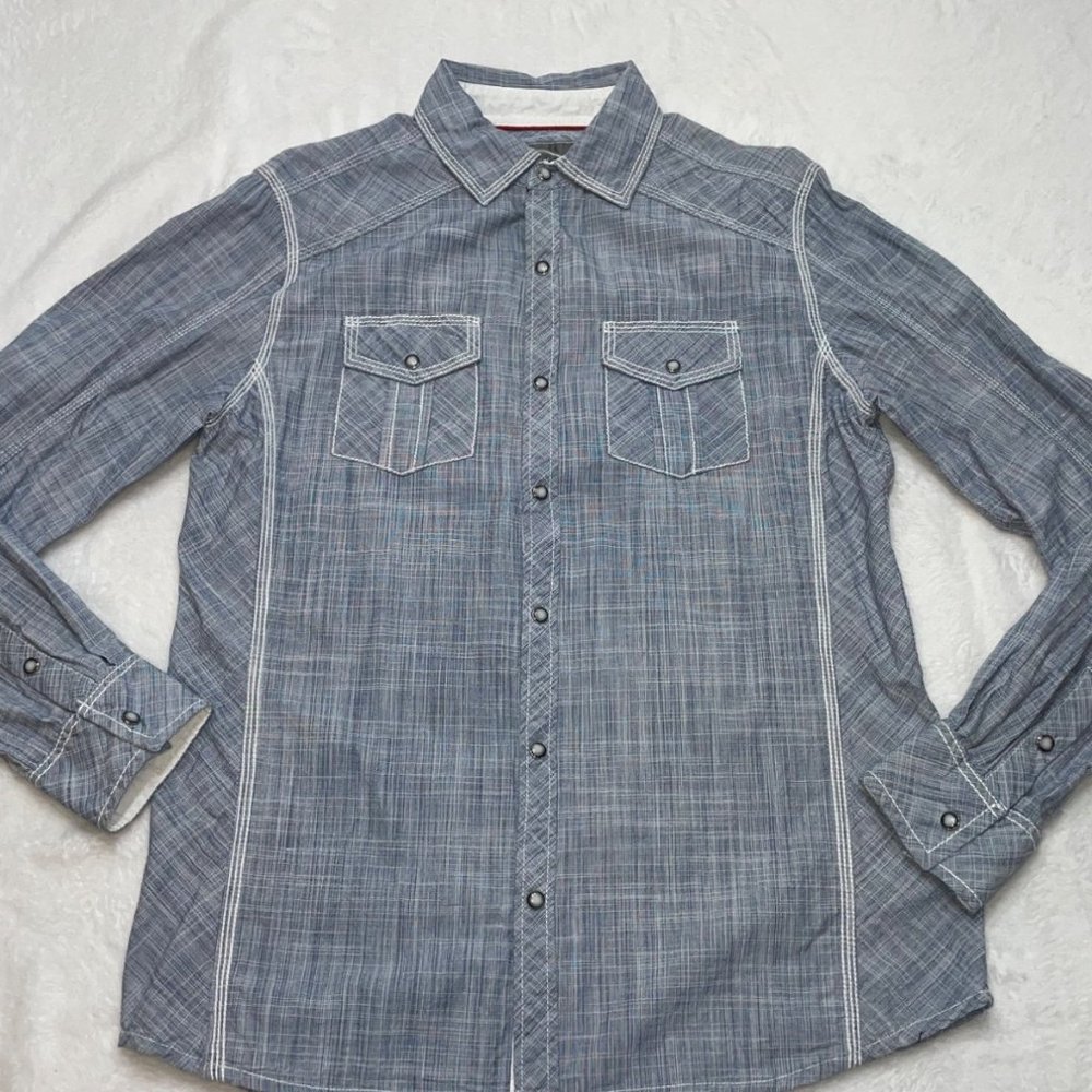 BKE Sport Men’s Snap Down Denim Shirt Size Small